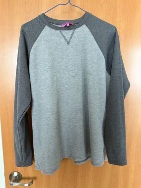 Edikted Waffle oversized Knit top - Gray raglan with Dark Trim